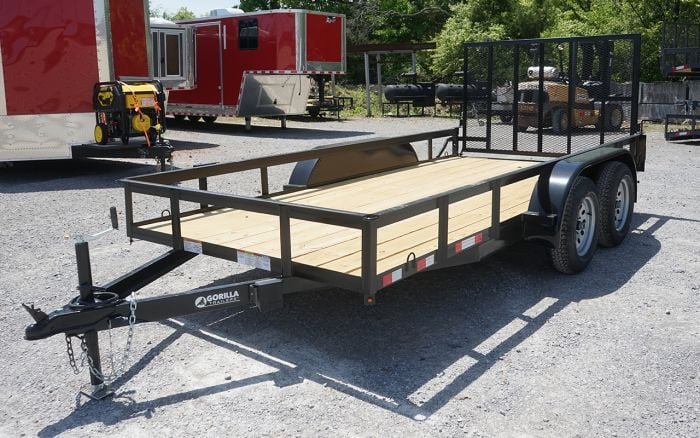 Utility Trailer 6.4' x 14' Spring Assist A-Frame Gate Tire Rack Tandem Axle - Image 2