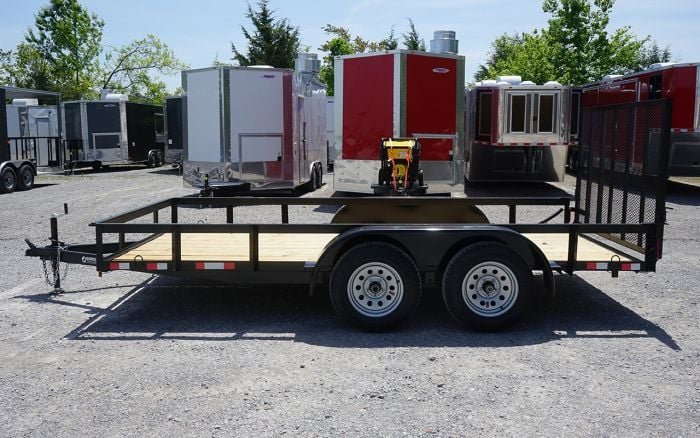 Utility Trailer 6.4' x 14' Spring Assist A-Frame Gate Tire Rack Tandem Axle - Image 3