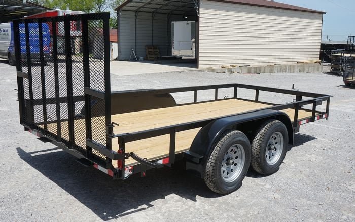 Utility Trailer 6.4' x 14' Spring Assist A-Frame Gate Tire Rack Tandem Axle - Image 6