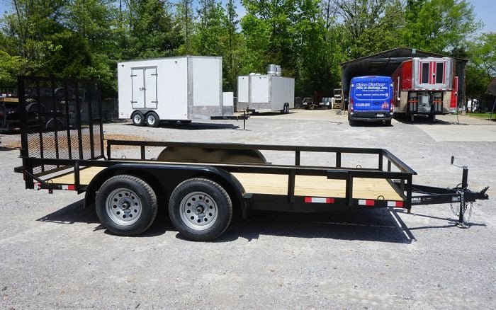 Utility Trailer 6.4' x 14' Spring Assist A-Frame Gate Tire Rack Tandem Axle - Image 7