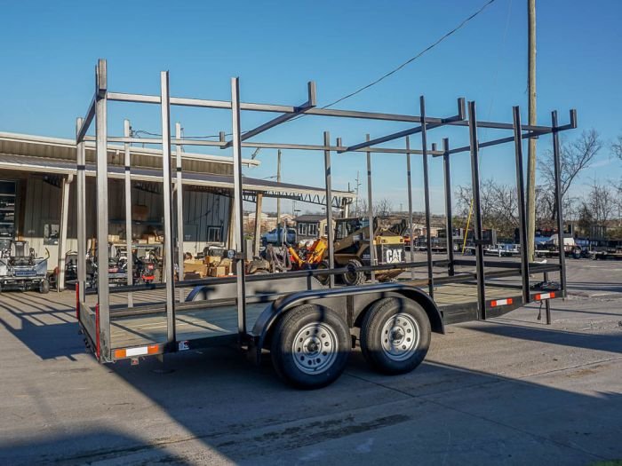 6.4 x 16 Straight Deck Tandem Axle Utility Trailer w/ 6ft Ladder Racks - Image 3