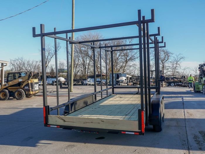 6.4 x 16 Straight Deck Tandem Axle Utility Trailer w/ 6ft Ladder Racks - Image 4