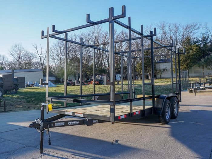 6.4 x 16 Straight Deck Tandem Axle Utility Trailer w/ 6ft Ladder Racks - Image 8