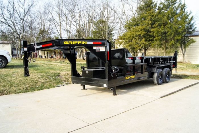 7x16 Gooseneck Telescopic Dump Trailer with 2ft Sides (2) 7K Axles - Image 2