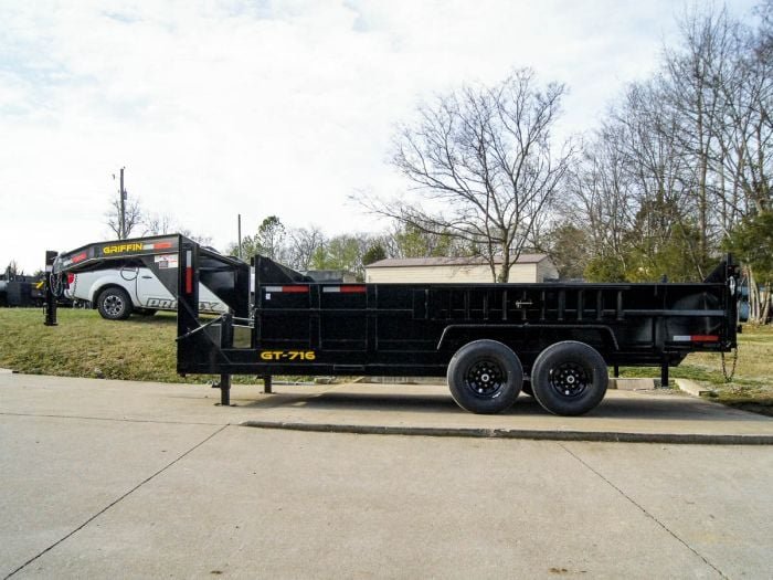 7x16 Gooseneck Telescopic Dump Trailer with 2ft Sides (2) 7K Axles - Image 3