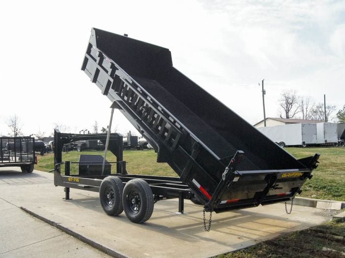 7x16 Gooseneck Telescopic Dump Trailer with 2ft Sides (2) 7K Axles - Image 13