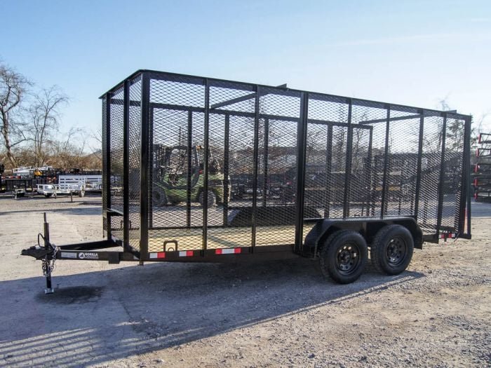 6.4x16 Straight Deck Utility Trailer 6ft Mesh Sides (2) 3,500lb Axles - Image 4